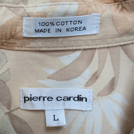 Chemise Hawaïenne Manches Courtes Pierre Cardin Coton Beige L