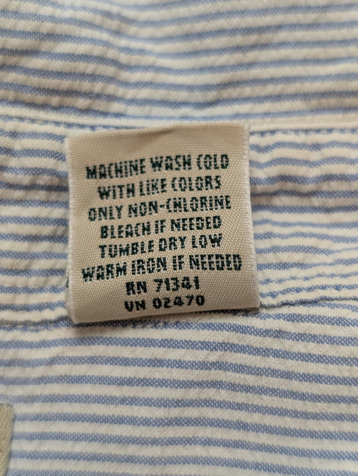 Chemise manches courtes L.L. Bean bleu à rayures gaufrée taille XXL #226msch