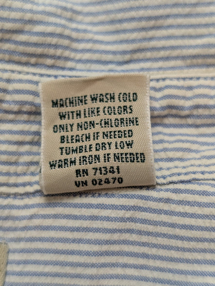 Chemise manches courtes L.L. Bean bleu à rayures gaufrée taille XXL #226msch