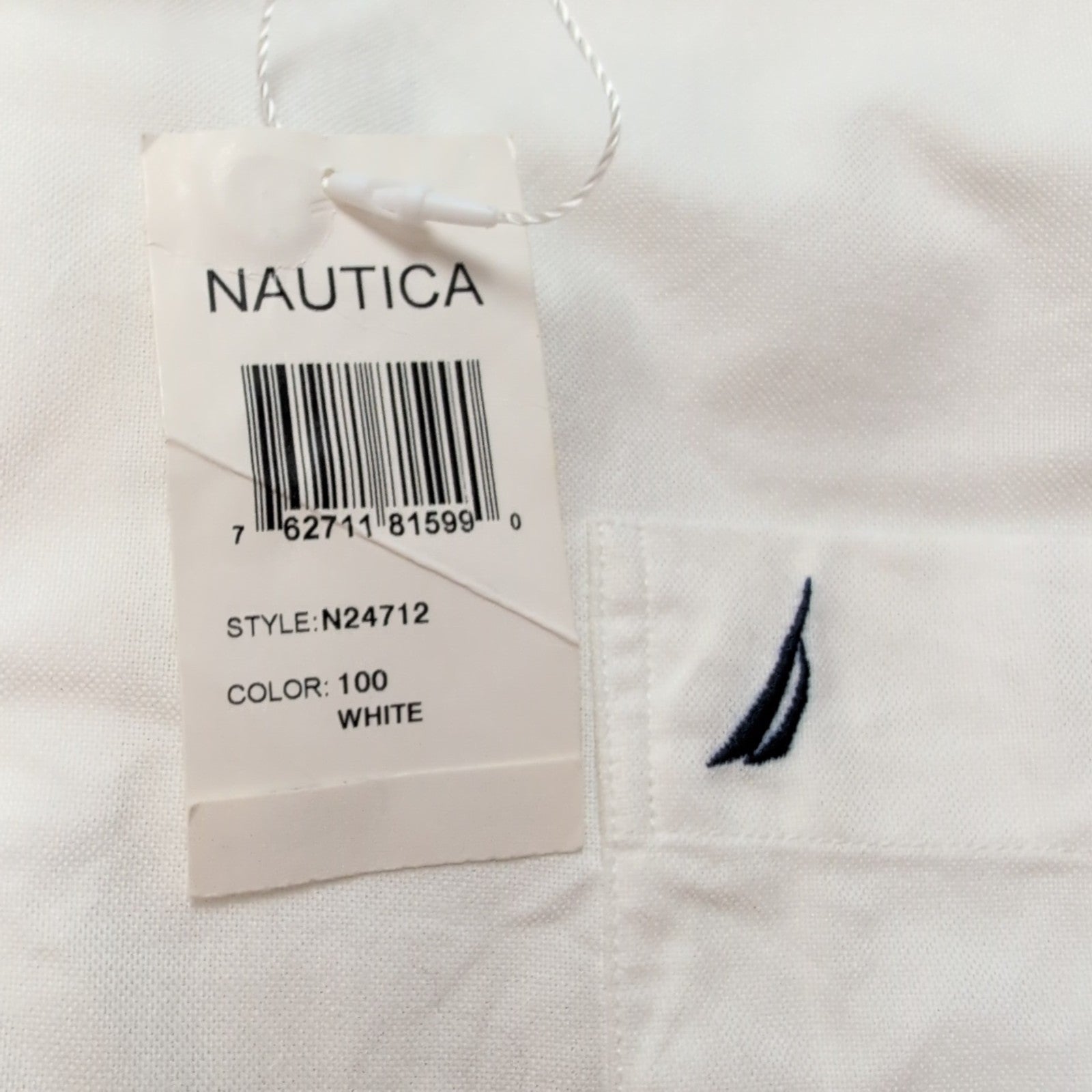 Chemise Nautica XL Blanche Oxford 100% Coton Neuve Étiquette Poche