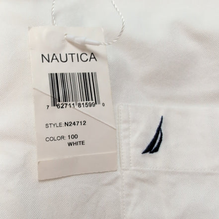 Chemise Nautica XL Blanche Oxford 100% Coton Neuve Étiquette Poche