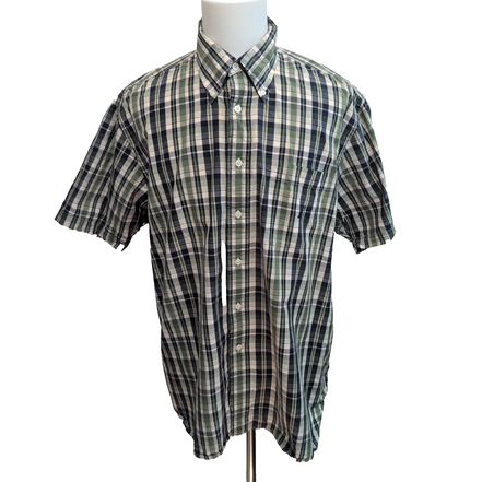 Chemise Nautica XL Verte Carreaux Manches courtes Logo Brodé Poche