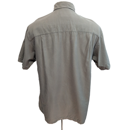 Chemise Nautica M Kaki Unie Logo Ton sur Ton Rayonne Coton Manches Courtes
