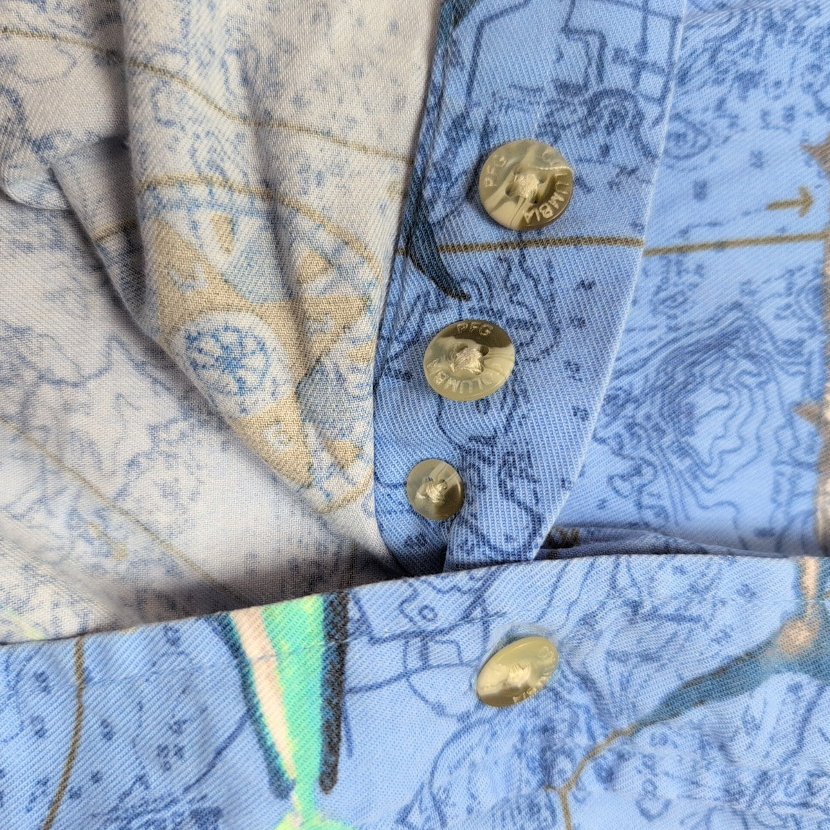 Chemise Hawaïenne Manches Courtes Columbia Poissons Bleu Viscose Coton L