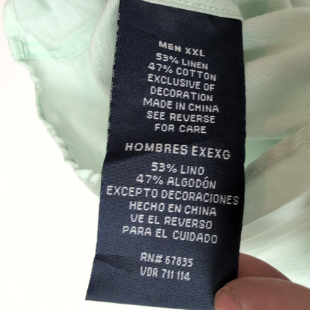 Chemise Nautica XXL Vert Pastel 53% Lin 47% Coton Manches Courtes