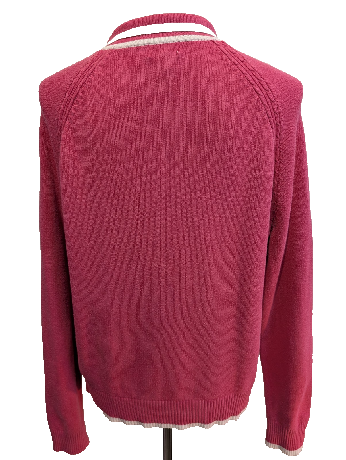 Pull Izod Rose Col Montant Zippé Stretch Coton Taille L