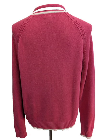 Pull Izod Rose Col Montant Zippé Stretch Coton Taille L