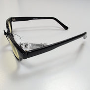 Lunettes de soleil Y2K Branches larges Noir brillant Verres jaunes