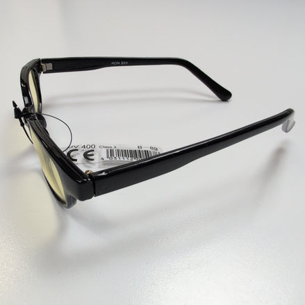 Lunettes de soleil Y2K Branches larges Noir brillant Verres jaunes