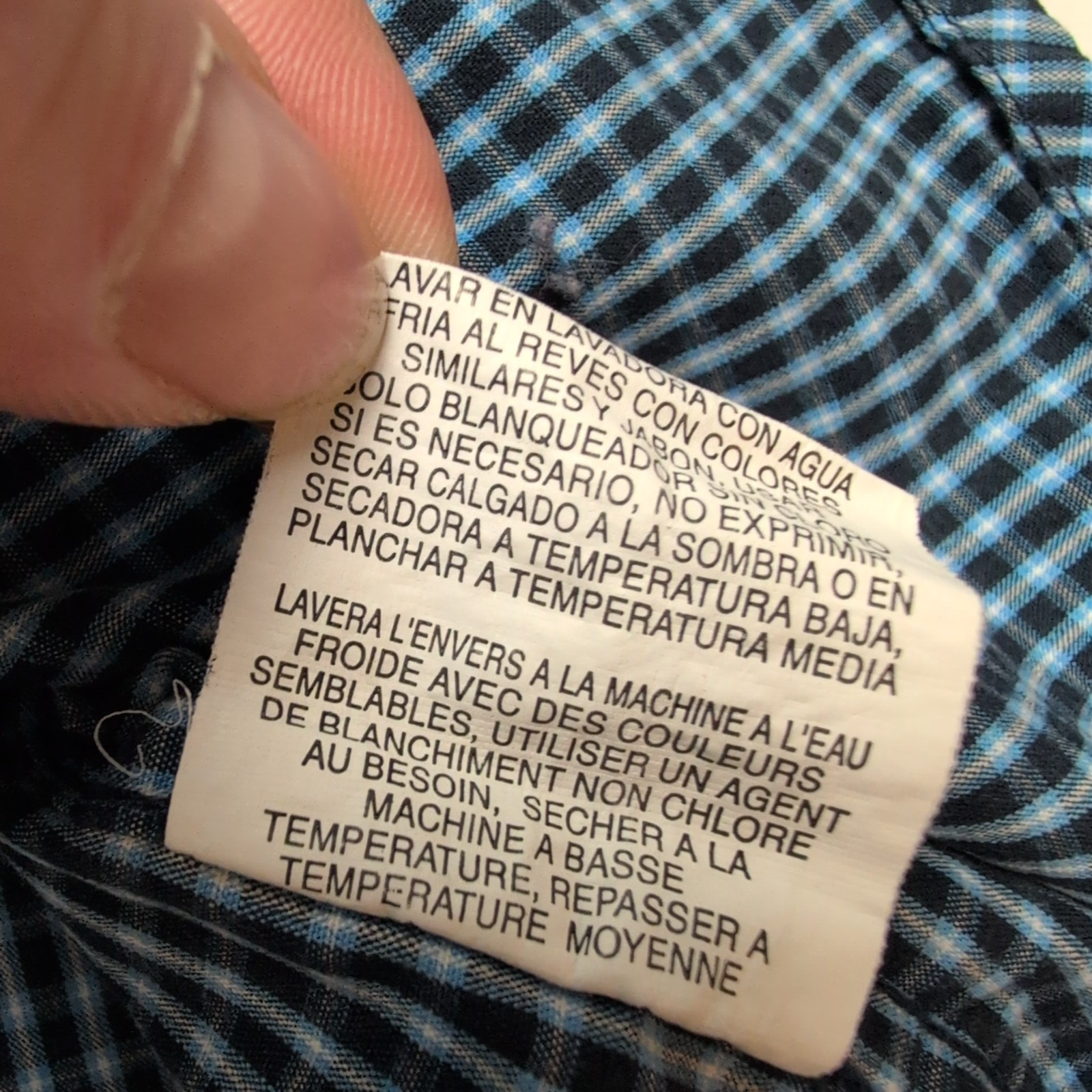 Chemise Wrangler Bleu Marine et Bleu Ciel à Carreaux Taille M / L