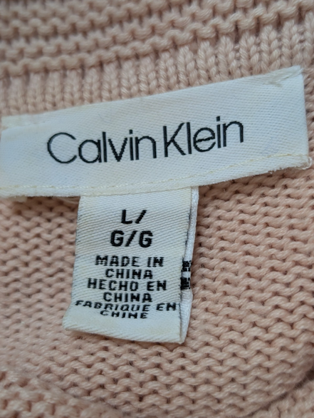Pull Calvin Klein Vintage femme Grand Col Roulé Rose Saumon - Taille L