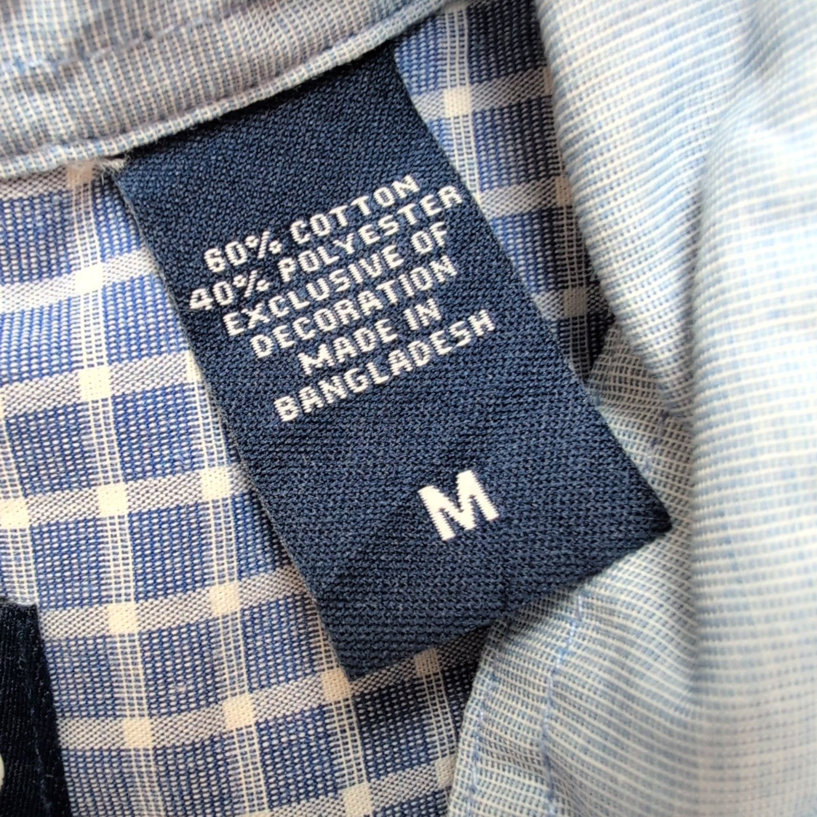 Chemise Chaps bleu à petits carreaux manches courtes à poche taille M