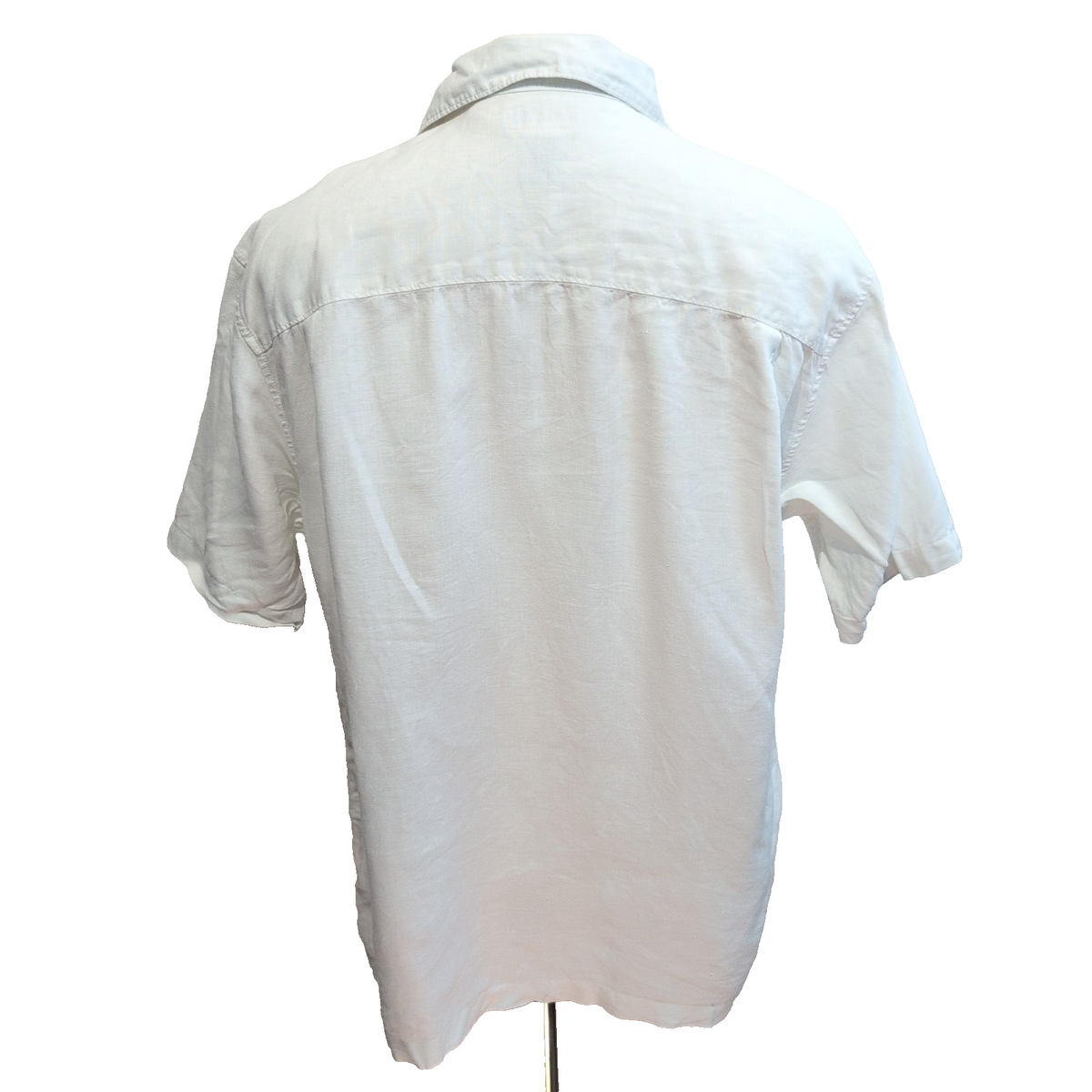 Chemise Hawaïenne Breakwater M 100% Lin Blanc Style Cuba Panama Brodée