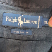 Chemise Ralph Lauren XL Vintage Bleu Marine Logo Rouge Malaysia manches longues