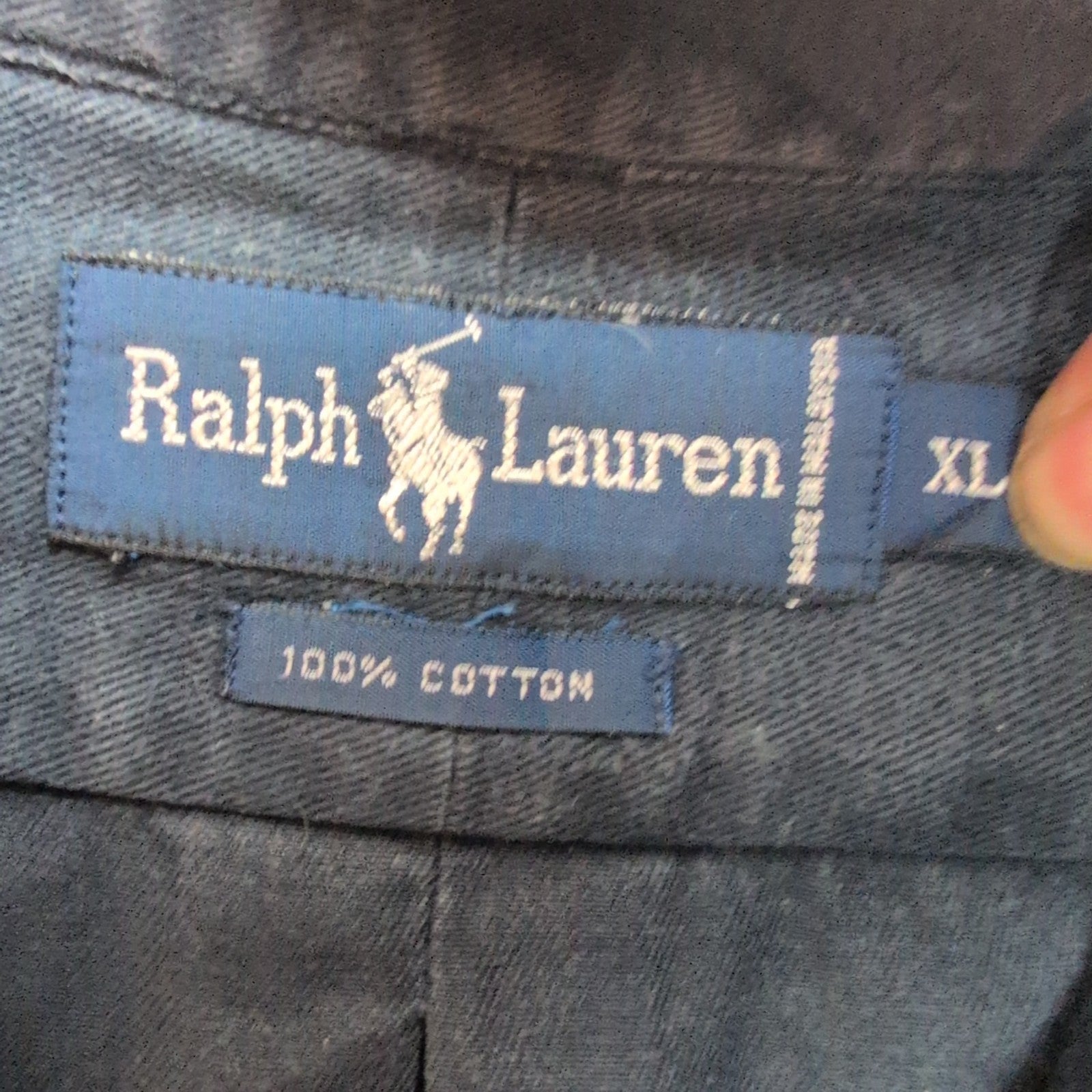Chemise Ralph Lauren XL Vintage Bleu Marine Logo Rouge Malaysia manches longues