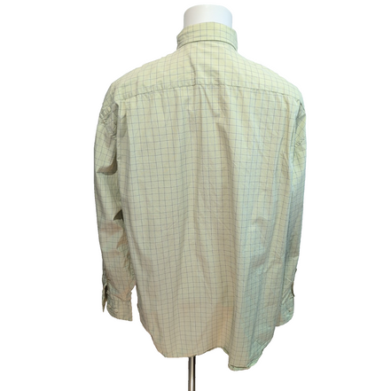 Chemise Nautica XL Vert Pâle Carreaux Bleus 100% Coton Manches longues