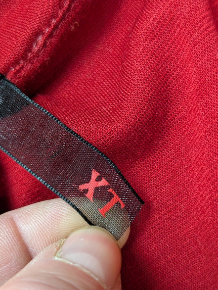 Gilet Rouge à Capuche XT Ceinture Style Cape - Matière Fluide - Taille S
