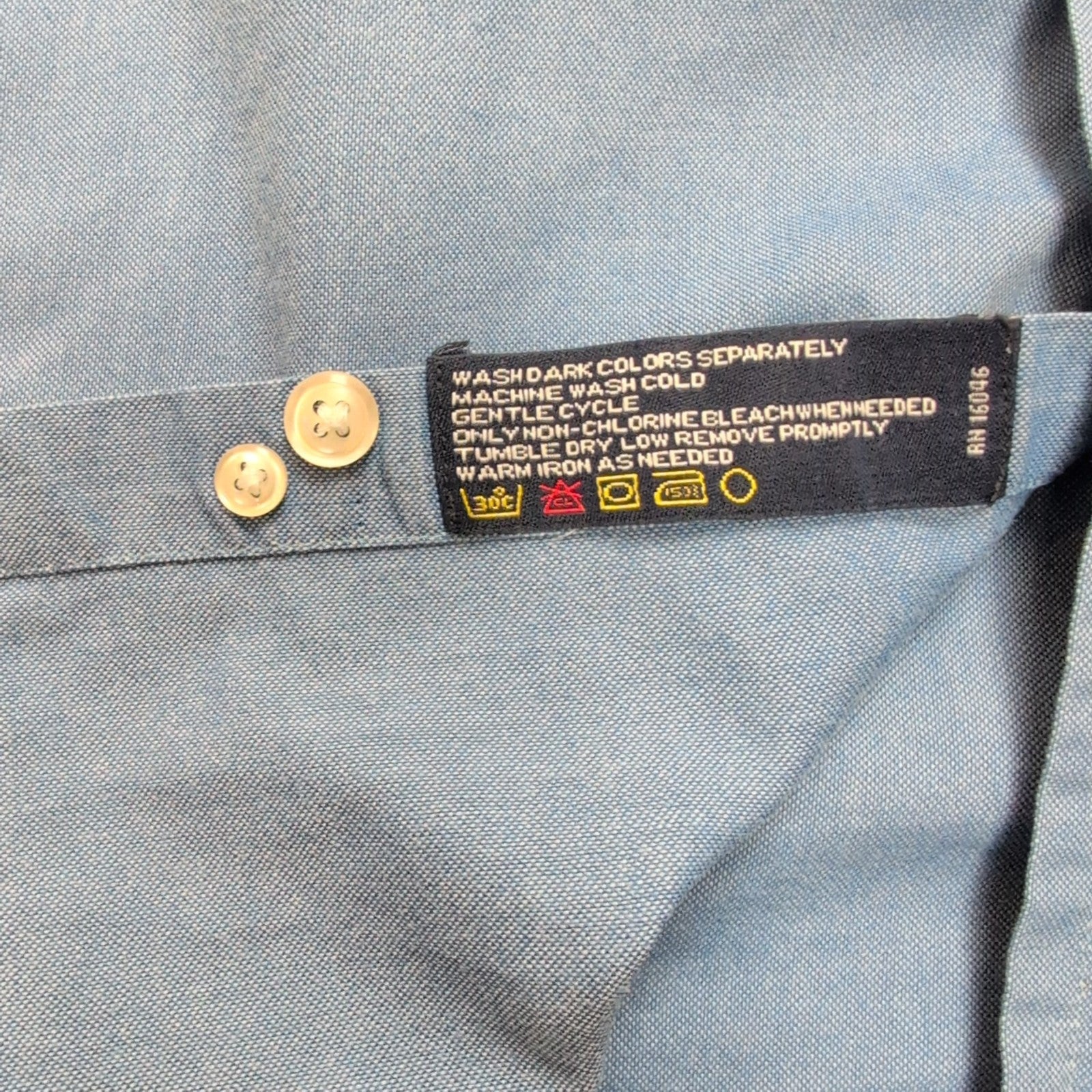Chemise Nautica Vintage Oxford L Bleu Uni Hong Kong 100% Coton