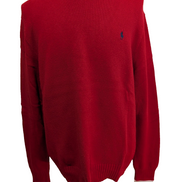 Pull POLO RALPH LAUREN Homme XL Rouge Col Rond Maille Chaude Logo Marine