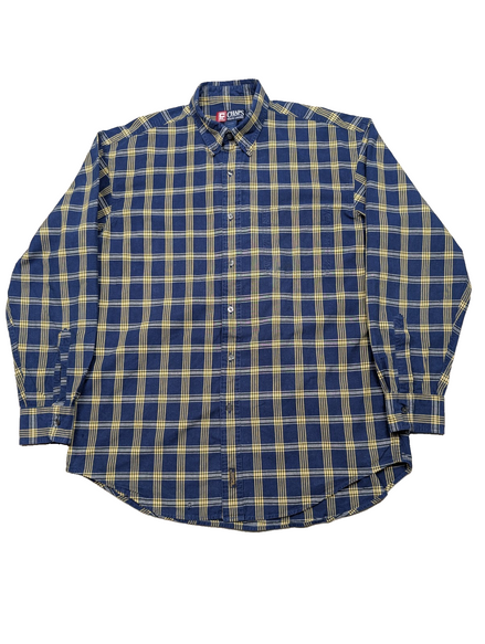 Chemise shirt Chaps Ralph Lauren L carreaux bleu jaune coton button down