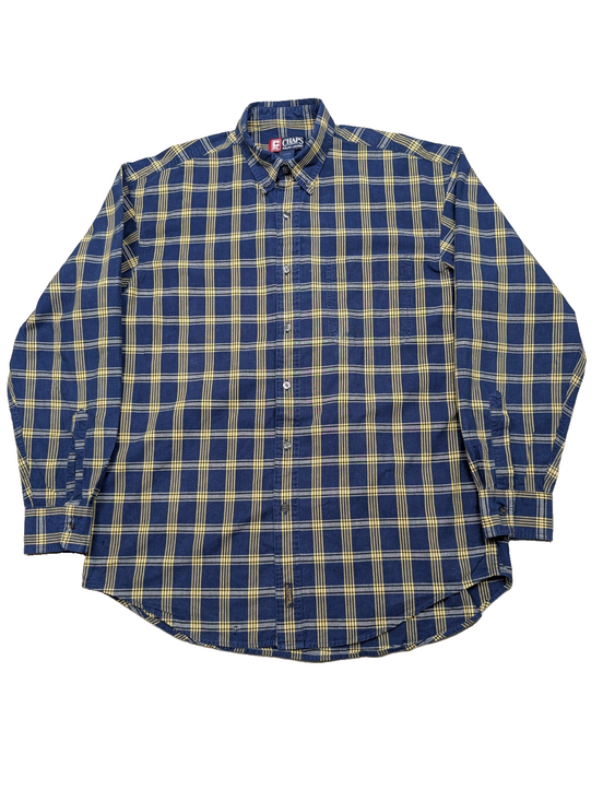 Chemise shirt Chaps Ralph Lauren L carreaux bleu jaune coton button down