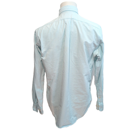 Chemise Ralph Lauren Classic Fit 15.5 M L Oxford Rayures Turquoise manches long