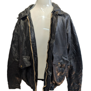 Vintage Leather Bomber Jacket Patchwork Black XL Napoline Coat Veste |48c