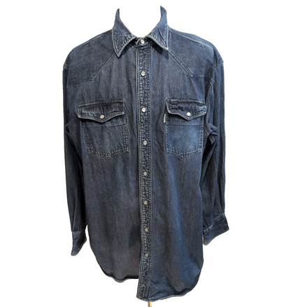 Chemise Carhartt 2XL Western Denim Épais Bleu Pression Vintage