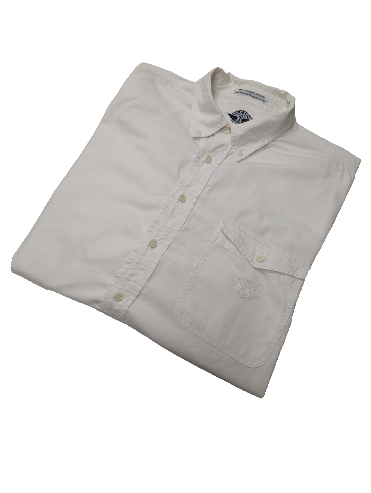 Chemise Dockers blanche unie 1 poche manches longues homme taille XL