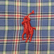Chemise Polo Ralph Lauren Shirt S Custom Fit Carreaux Bleu Rouge Logo Rouge 