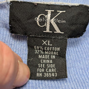 Pull Calvin Klein Bleu Clair Col V - Coupe Oversize - Coton & Modal - Taille XL