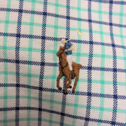 Chemise Ralph Lauren Oxford L Carreaux Vert Pastel Bleu Marine manches longues