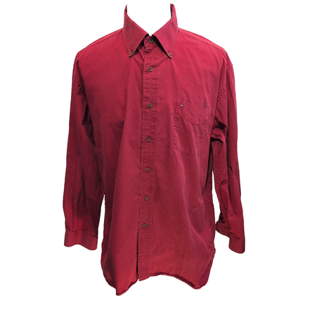 Chemise Tommy Hilfiger Rouge XLTG Made in Laos Logo Brodé Coton Poche