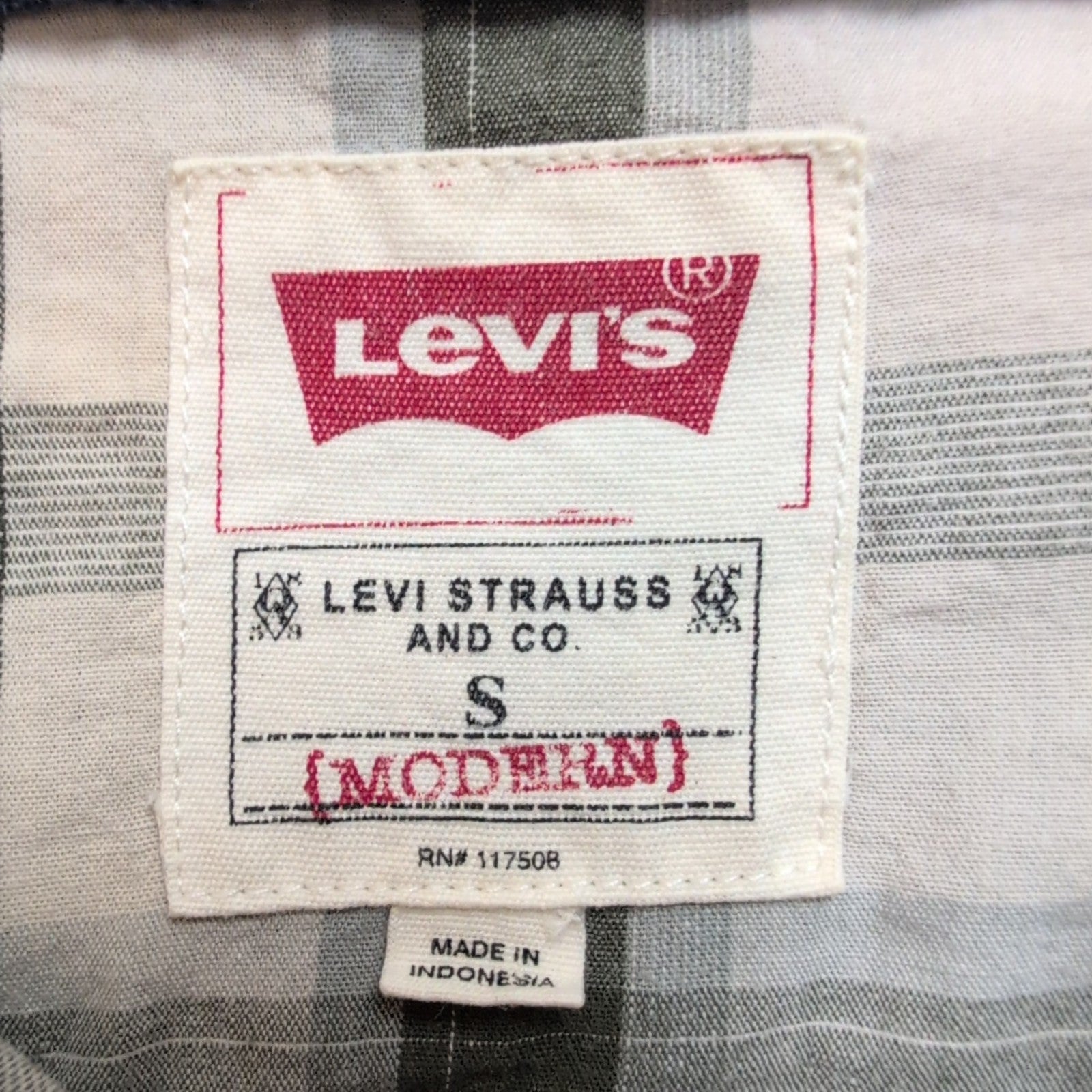 Chemise Levi’s Western S blanc cassé carreaux coton manches longues