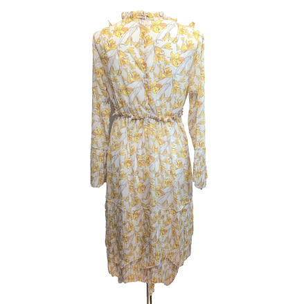 Robe CUBIC T.M Crème Fleurs Jaunes Bohème Neuve