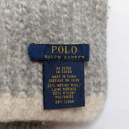 Écharpe Polo Ralph Lauren Grise Côtelée Laine Mérinos Logo Cuir