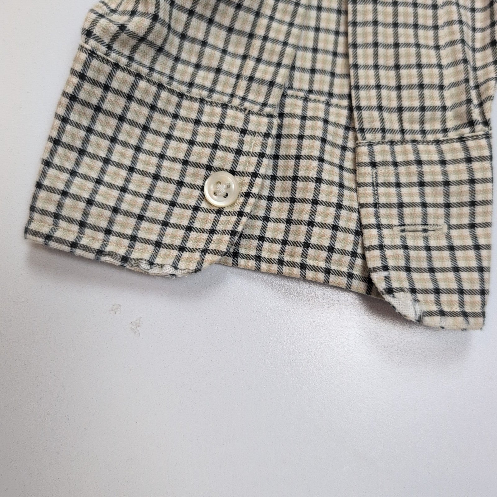 Chemise Ralph Lauren Blake M Flanelle Carreaux Crème Bleu Marine manches longues