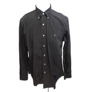 Chemise Ralph Lauren Vintage L noire logo violet manches longues