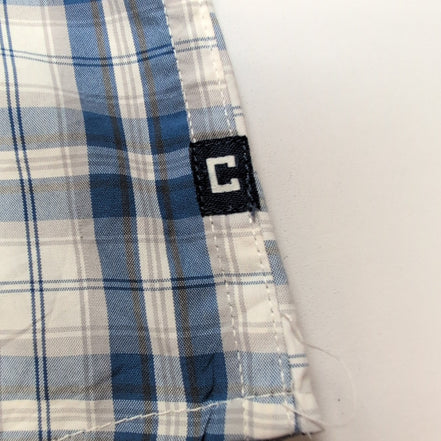 Chemise Chaps à Carreaux Bleus avec Poche - 100% Polyester - Taille LG