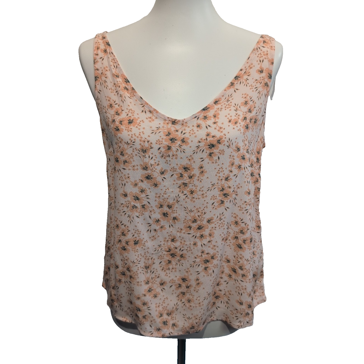 Haut Femme Camaïeu Taille S Saumon Motif Fleuri Col V Viscose Neuf