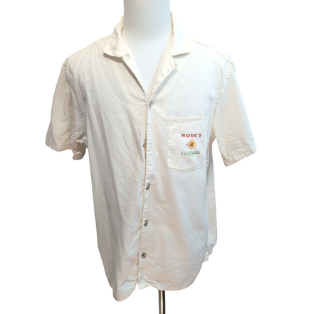 Chemise Old Navy L Crème Coton Lin Rose's California USA Imprimée mch courtes