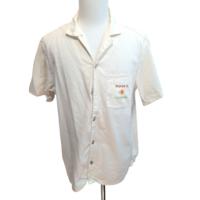 Chemise Old Navy L Crème Coton Lin Rose's California USA Imprimée mch courtes