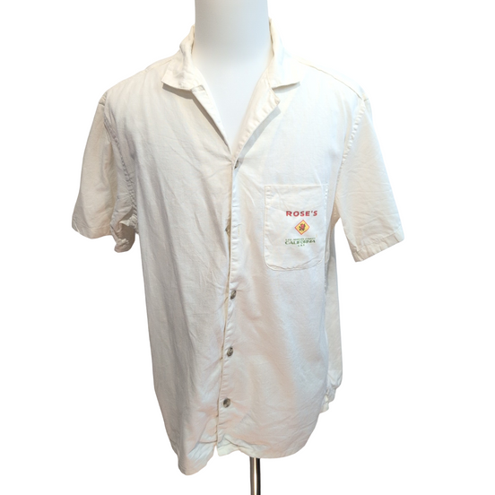 Chemise Old Navy L Crème Coton Lin Rose's California USA Imprimée mch courtes
