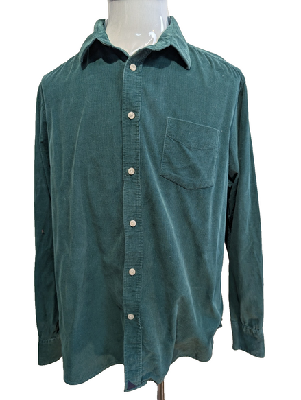 UNTUCKit XL Chemise Velours Côtelé Vert Forêt Coton Coupe Décontractée