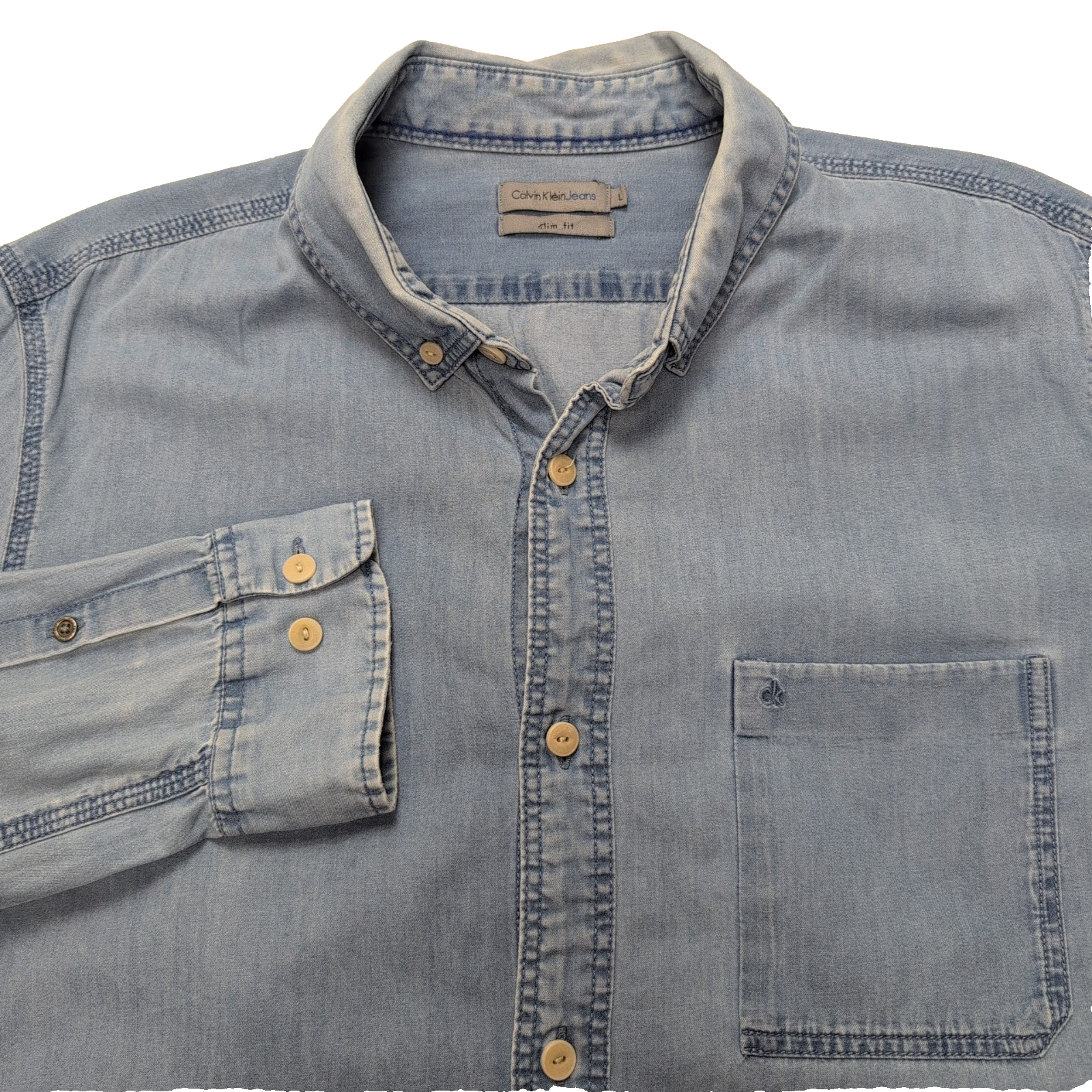 Chemise Calvin Klein bleue jean slim fit taille M #205e