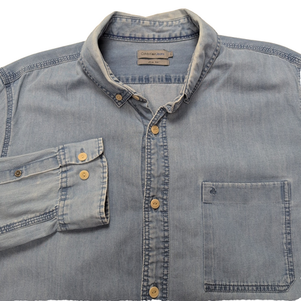 Chemise Calvin Klein bleue jean slim fit taille M #205e