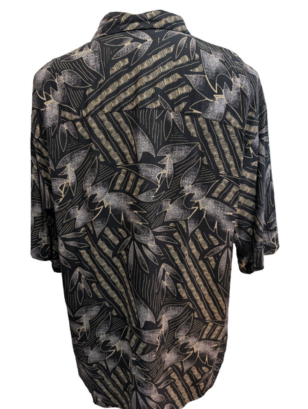 Chemise Hawaïenne Knightsbridge Noire Motif Feuillage - Taille L