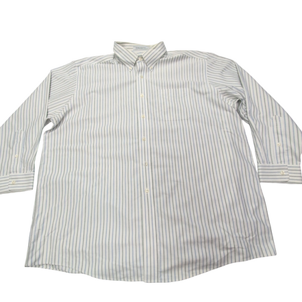 Chemise L.L. Bean blanche à rayures bleues et verte taille XXL #119e