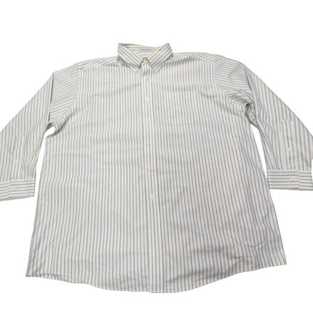 Chemise L.L. Bean blanche à rayures bleues et verte taille XXL #119e