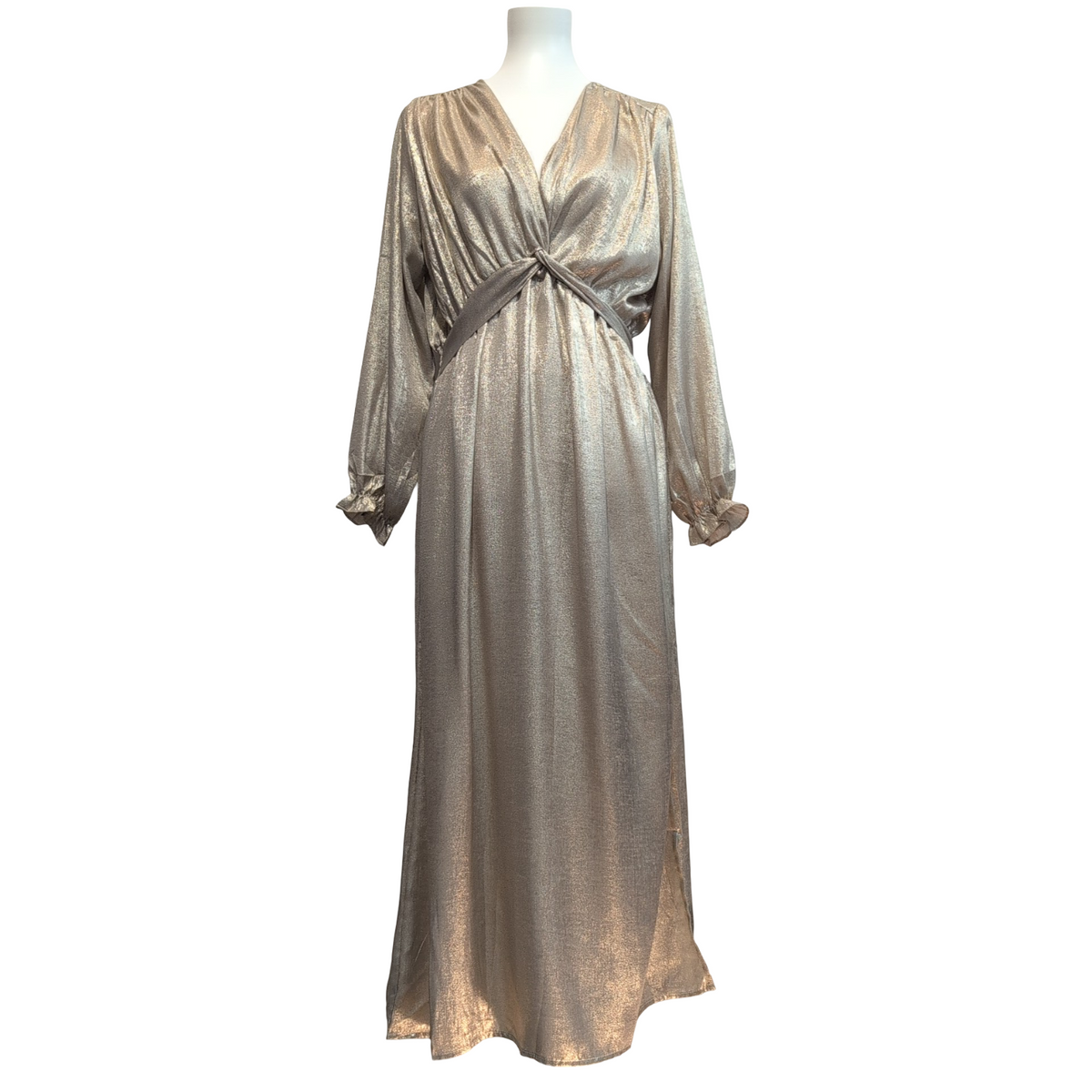 Robe Season M Champagne Brillante Manches Longues Neuve Étiquette